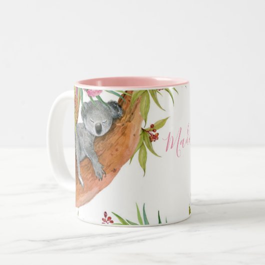 ユーカリの木に水彩カワイトコアラベア ツートーンマグカップ (正面左)