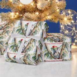 ユーカリの木のコアラのクリスマス 名前入り ラッピングペーパー