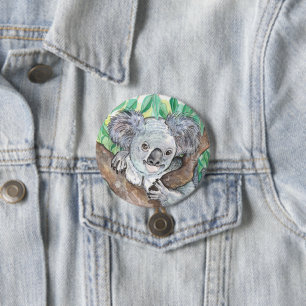 ユーカリの木のコアラ絵画ー 缶バッジ