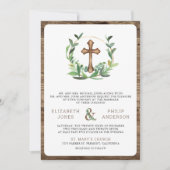ユーカリの木の十字架は一つのカトリックの結婚中 招待状 (正面)