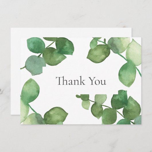 ユーカリの木の葉のグリーン サンキューカード サンキューカード (正面/裏面)