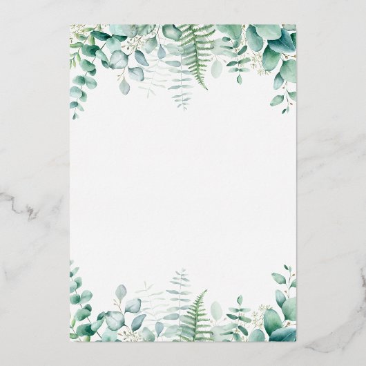 ユーカリの木地結婚シダ 箔招待状 (裏面)