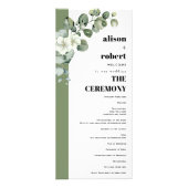 ユーカリの枝と花の結婚式プログラム ラックカード (正面)