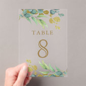 ユーカリの枝の結婚式用アクリルテーブルナンバー アクリル招待状 (インサイチュ (ポータブル))