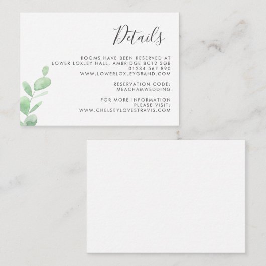 ユーカリの枝の結婚式 エンクロージャーカード (正面/裏面)