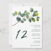 ユーカリの枝を使った結婚式テーブル席次表 招待状 (正面)