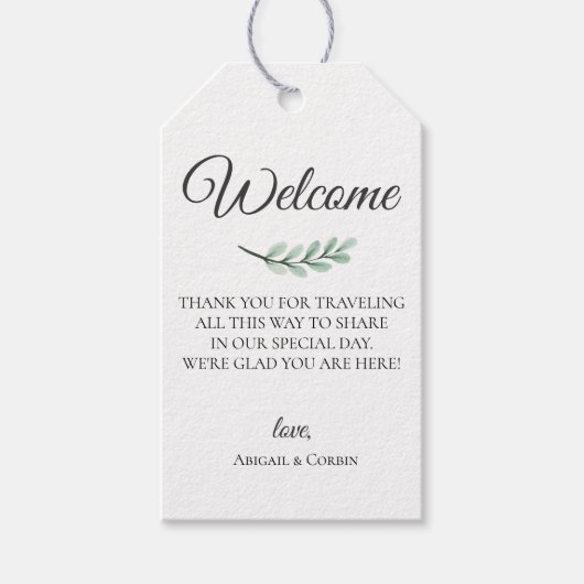 ユーカリの枝 ウェディング ウェルカムバッグ ギフトタグ (正面)