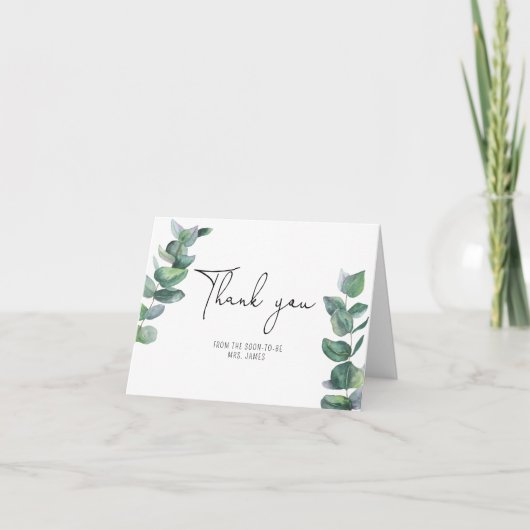ユーカリの枝 ブライダルシャワーのお礼 サンキューカード (正面)