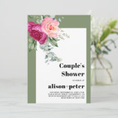 ユーカリの枝、花のカップルのシャワー 招待状 (スタンド正面)