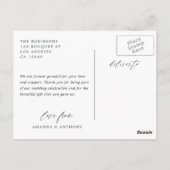 ユーカリの森の幾何学的な結婚式のお礼 ポストカード (裏面)