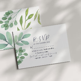 ユーカリの植物の結婚式  出欠カード