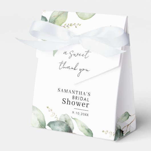 ユーカリの植物の葉の花嫁のシャワーパーティー フェイバーボックス (正面サイド)