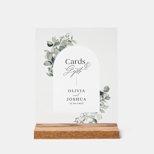 ユーカリの植物エレガントカード結婚ギフト アクリルサイン (正面)