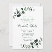 ユーカリの植物グリーン 50歳の誕生日 招待状 (正面)