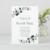 ユーカリの植物グリーン 50歳の誕生日 招待状 (スタンド正面)