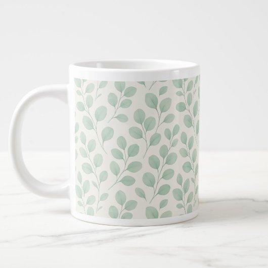 ユーカリの植物パターン ジャンボコーヒーマグカップ (左)