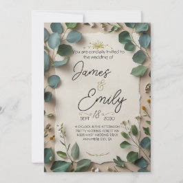 ユーカリの植物フレーム 招待状