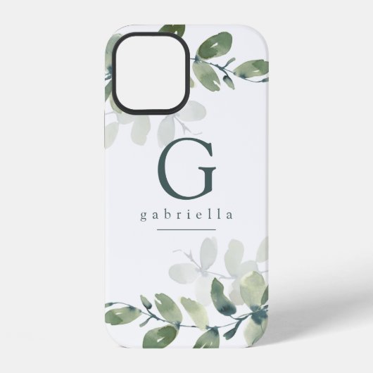 ユーカリの植物モノグラム iPhoneケース (裏面)