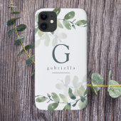 ユーカリの植物モノグラム iPhoneケース