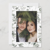 ユーカリの植物学的なエレガントな写真シンプルな結婚式 セーブザデート (裏面)