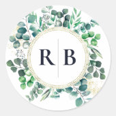ユーカリの植物学的グリーンリーフ ウェディング ラウンドシール (正面)