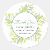 ユーカリの水の色のアートグリーン葉感謝していの ラウンドシール (正面)