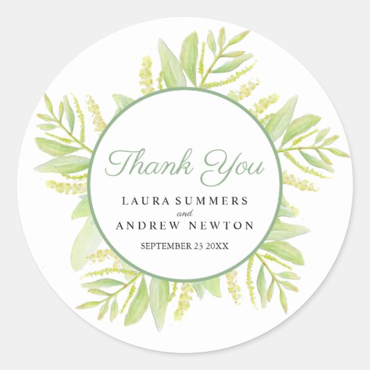 ユーカリの水の色のアートグリーン葉感謝していの ラウンドシール (正面)