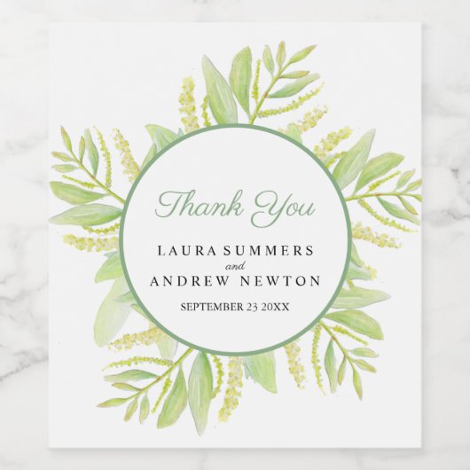 ユーカリの水の色のアートグリーン葉感謝していの ワインラベル (シングルラベル)