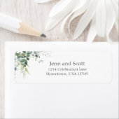 ユーカリの水の色のエレガント緑のリターンラベ ラベル (インサイチュ)