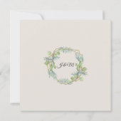 ユーカリの水の色の緑の白結婚緑 招待状 (裏面)