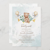 ユーカリの水の色の赤ちゃんシャワーを心待ちできる 招待状 (正面/裏面)