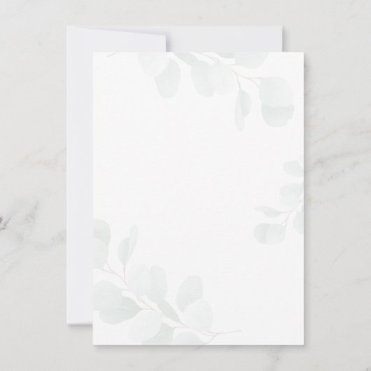 ユーカリの水の色の赤ちゃんシャワーを心待ちできる 招待状 (裏面)