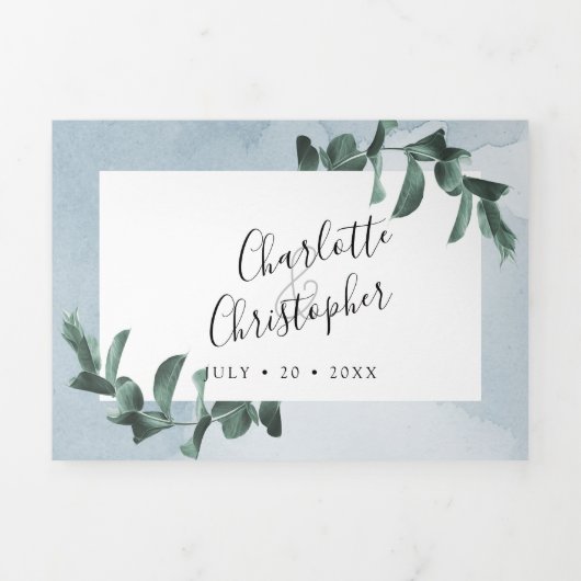 ユーカリの水の色はすべて結婚青い 三つ折り招待状 (カバー)