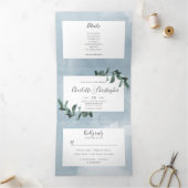 ユーカリの水の色はすべて結婚青い 三つ折り招待状 (内部)