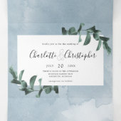 ユーカリの水の色はすべて結婚青い 三つ折り招待状 (内部中)