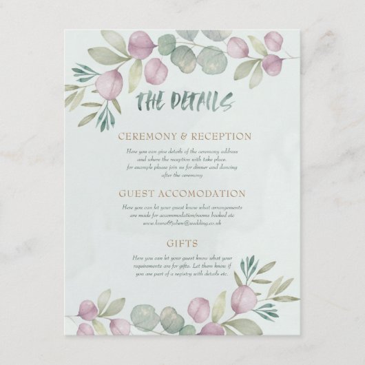 ユーカリの水の色ほこりっぽい青い緑 エンクロージャーカード (正面)