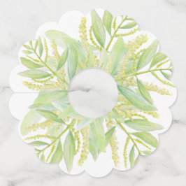 ユーカリの水の色アートグリーン葉ワインガラス ワイングラスタグ