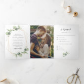 ユーカリの水彩写真結婚の全てを一つに 三つ折り招待状 (内部)