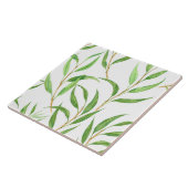 ユーカリの水彩模様（白） タイル (側面)