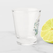 ユーカリの水彩画の緑の草木のバチェロレッテ ショットグラス (左)