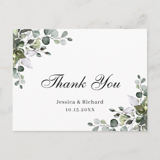 ユーカリの水彩画 サンクス ポストカード (正面)