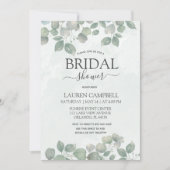 ユーカリの水彩画　サージグリーンのBRIDAL SHOWER 招待状 (正面)