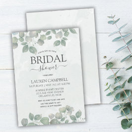 ユーカリの水彩画　サージグリーンのBRIDAL SHOWER 招待状