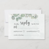 ユーカリの水彩画 セージグリーン RSVP ウェディング (正面)