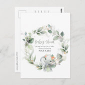 ユーカリの水彩葉の赤ちゃんシャワー ポストカード (正面/裏面)