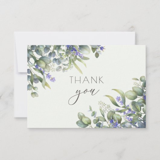 ユーカリの水色結婚フローラ写真 サンキューカード (正面)