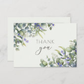 ユーカリの水色結婚フローラ写真 サンキューカード (正面/裏面)
