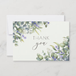 ユーカリの水色結婚フローラ写真 サンキューカード