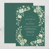 ユーカリの深いテールグリーンの結婚式 招待状 (正面/裏面)
