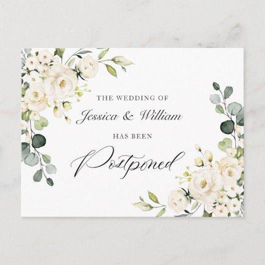 ユーカリの白いエレガントバラの日を変更 ポストカード (正面)